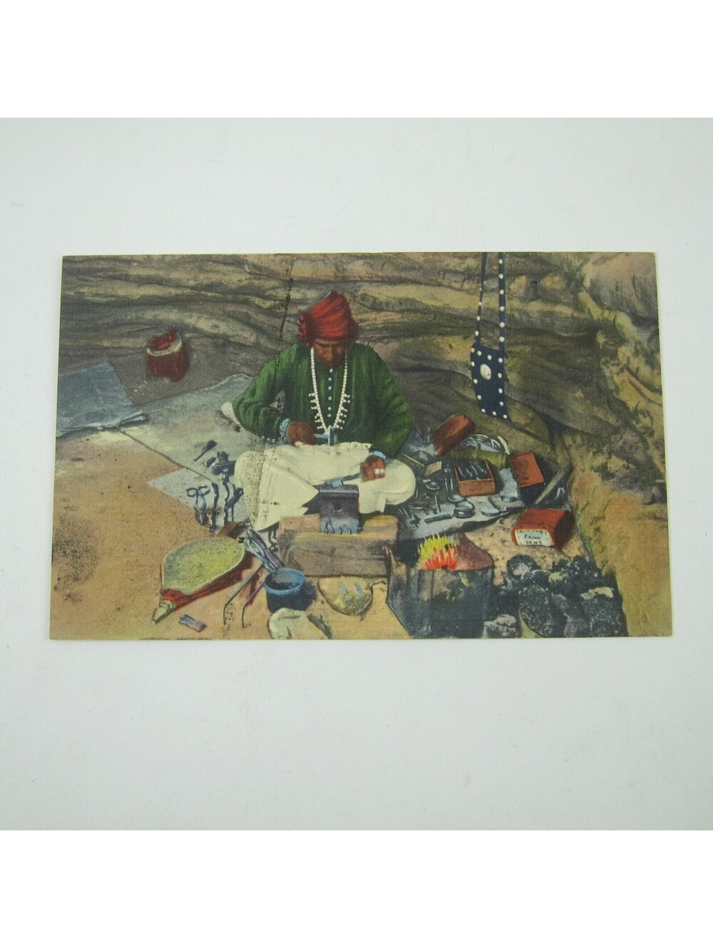 Linen Postcard Gallup New Mexico Navajo Indian Silversmith Vintage UNPOSTED